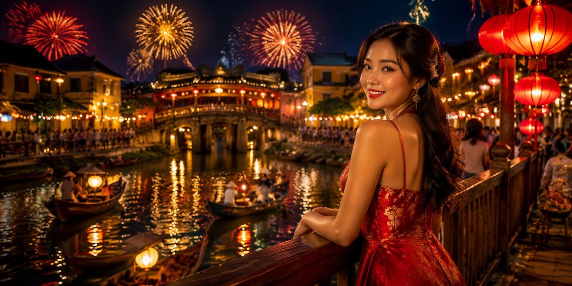 Bầu không khí chợ đêm Hội An và người dùng theo dõi kết quả cá cược thể thao